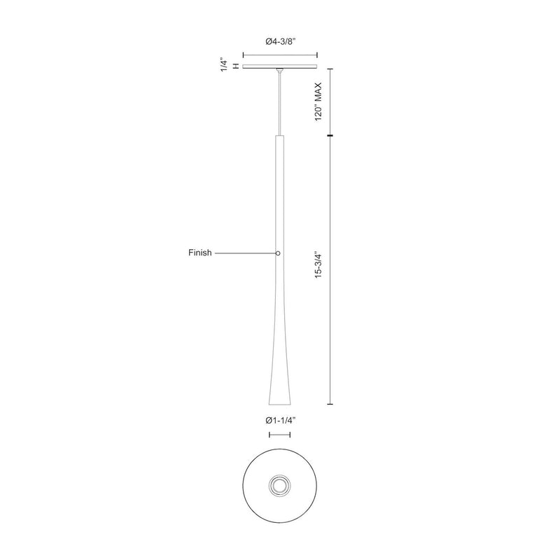 Kuzco Taper 16in 1-Light LED Pendant | Minimalist White Aluminum and Acrylic Lens | Kitchen Island & Dining Room | 16 x 1.25 in | Model PD15816-WH