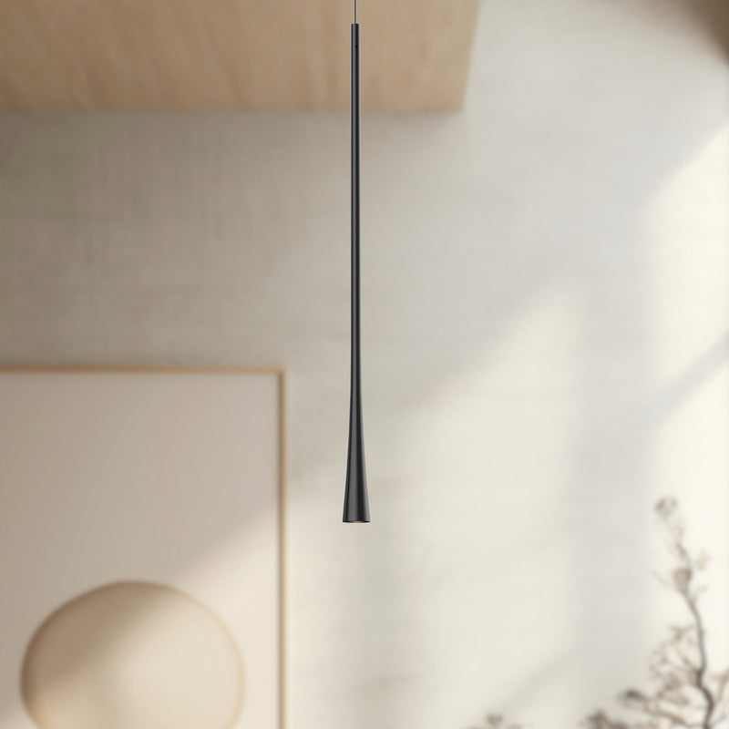 Kuzco Taper 24in LED Pendant | Modern Black and Acrylic Lens | Kitchen Island & Dining Room | 510lm, 3000K, Dimmable | Model PD15824-BK