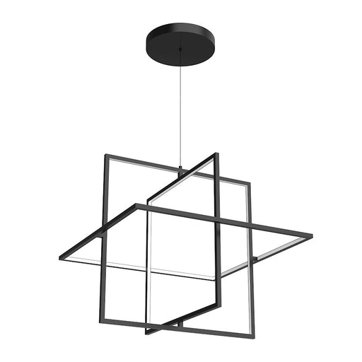 Kuzco Mondrian 28in LED Pendant | Black Metal and Frosted Acrylic Diffuser | Dining Room & Living Room Statement Light | 11050lm | Model PD16328-BK