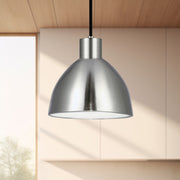 Kuzco Chroma 6in 1-Light Pendant | Brushed Nickel and White Acrylic Diffuser | Kitchen Island & Dining Room | 6 x 6 in | Model PD1706-BN