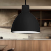 Kuzco Chroma 12in 1-Light LED Pendant | Modern Black Aluminum and White Acrylic Diffuser | Kitchen Island & Dining Room | 11.75 Dia | Model PD1712-BK