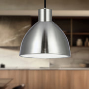 Kuzco Chroma 12in 1-Light Pendant | Modern Brushed Nickel and White Acrylic Diffuser | Kitchen Island & Dining Room | Model PD1712-BN