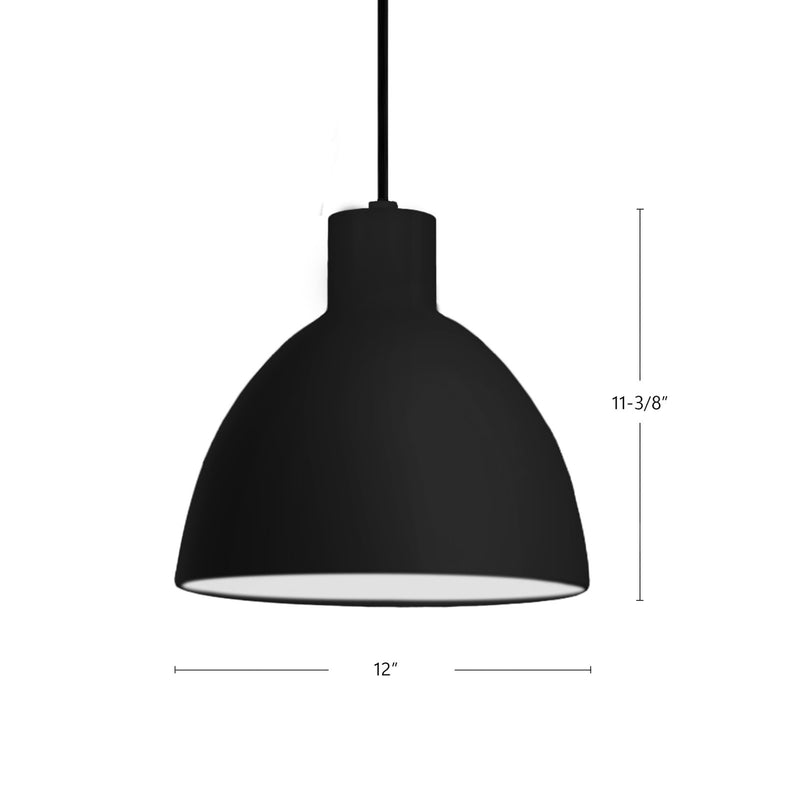 Kuzco Chroma 12in 1-Light Pendant | Modern Brushed Nickel and White Acrylic Diffuser | Kitchen Island & Dining Room | Model PD1712-BN