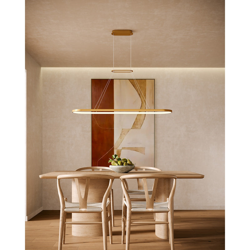 Kuzco Eerie 47in LED Pendant | Industrial Antique Brass Aluminum and White Acrylic Diffuser | Kitchen Island & Dining Room | Model PD19347-AN
