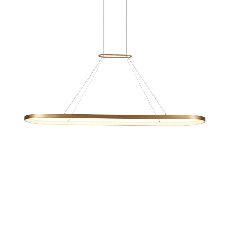 Kuzco Eerie 59in LED Pendant | Antique Brass and White Acrylic Diffuser | Kitchen Island & Dining Room | 59 x 14.25 x 1.12 in | Model PD19359-AN