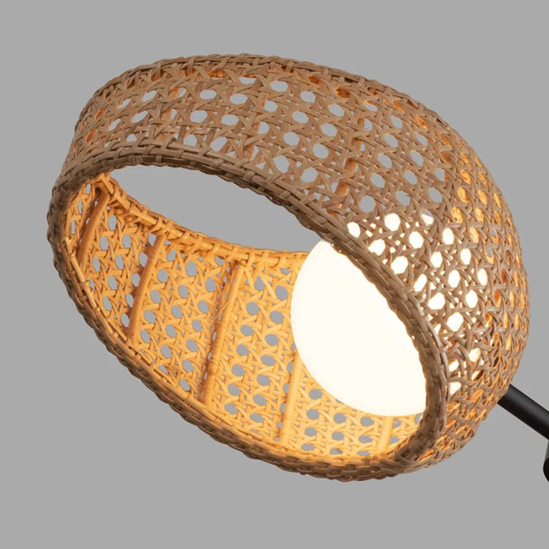 Kuzco Lanai 2-Head LED Pendant | Coastal Black Rattan and Opal Glass | Covered Patio & Dining Room | 7.38 x 7.38 x 5.62 in | Model PD20602-BK-OP
