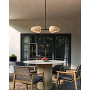 Kuzco Lanai 2-Head LED Pendant | Coastal Black Rattan and Opal Glass | Covered Patio & Dining Room | 7.38 x 7.38 x 5.62 in | Model PD20602-BK-OP