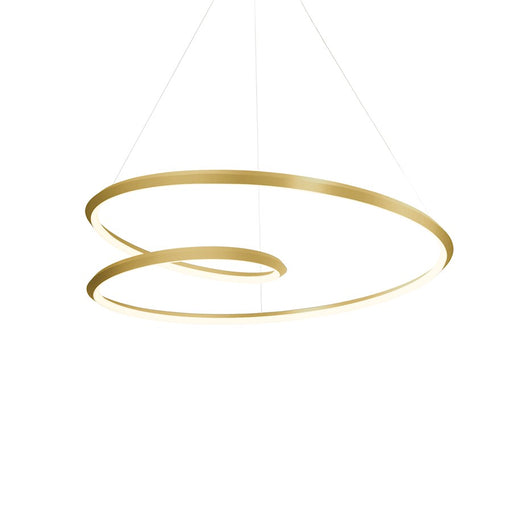 Kuzco Ampersand 32in 1-Light LED Pendant | Modern Brushed Gold Aluminum and White Acrylic Diffuser | Dining Room & Living Room | Model PD22332-BG