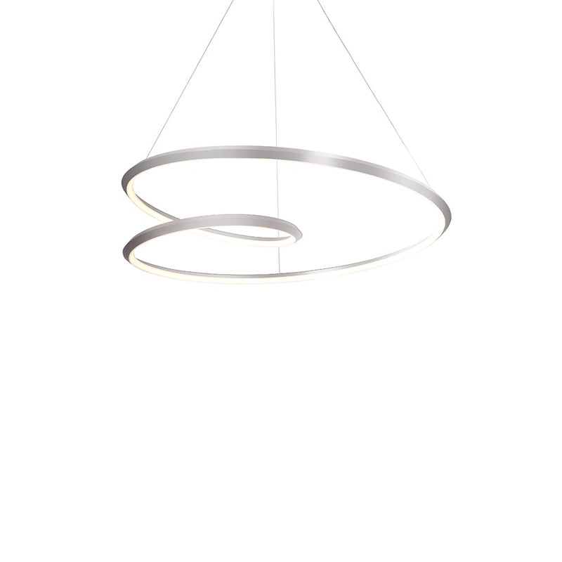 Kuzco Ampersand 32in 1-Light Pendant | Modern Brushed Nickel and White Acrylic Diffuser | Kitchen Island & Dining Room | 4550lm | Model PD22332-BN