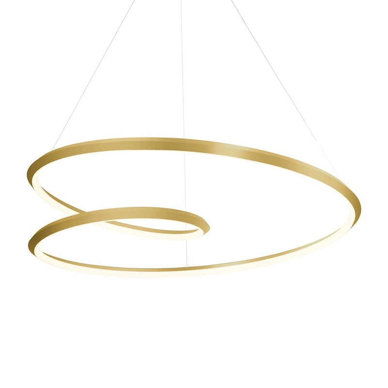 Kuzco Ampersand 39in 1-Light LED Pendant | Brushed Gold Aluminum and White Acrylic Diffuser | Kitchen Island & Dining Room | Model PD22339-BG