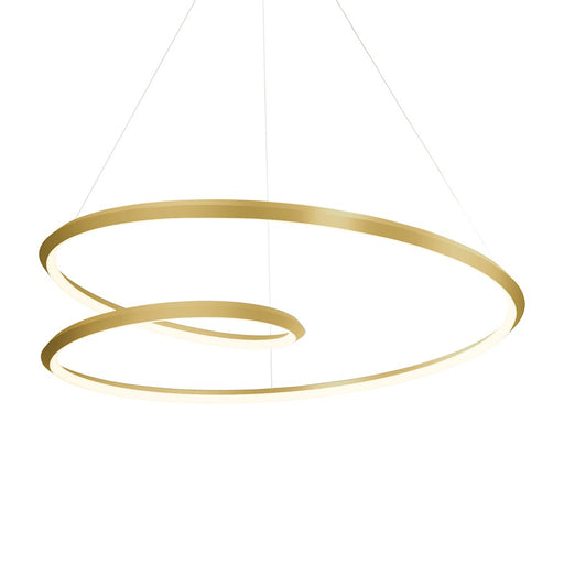 Kuzco Ampersand 39in 1-Light LED Pendant | Brushed Gold Aluminum and White Acrylic Diffuser | Kitchen Island & Dining Room | Model PD22339-BG