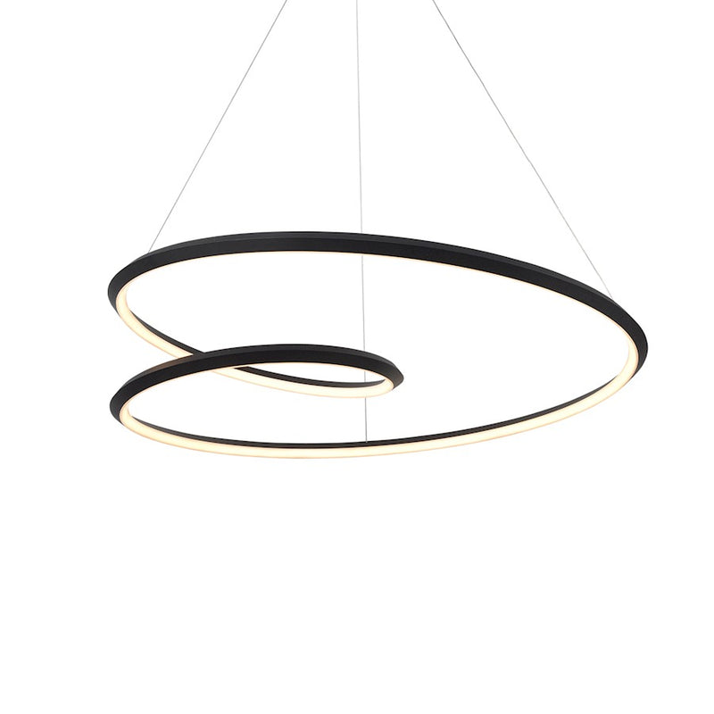 Kuzco Ampersand 39in 1-Light LED Pendant | Modern Black Aluminum and White Acrylic Diffuser | Kitchen Island & Dining Room | Model PD22339-BK