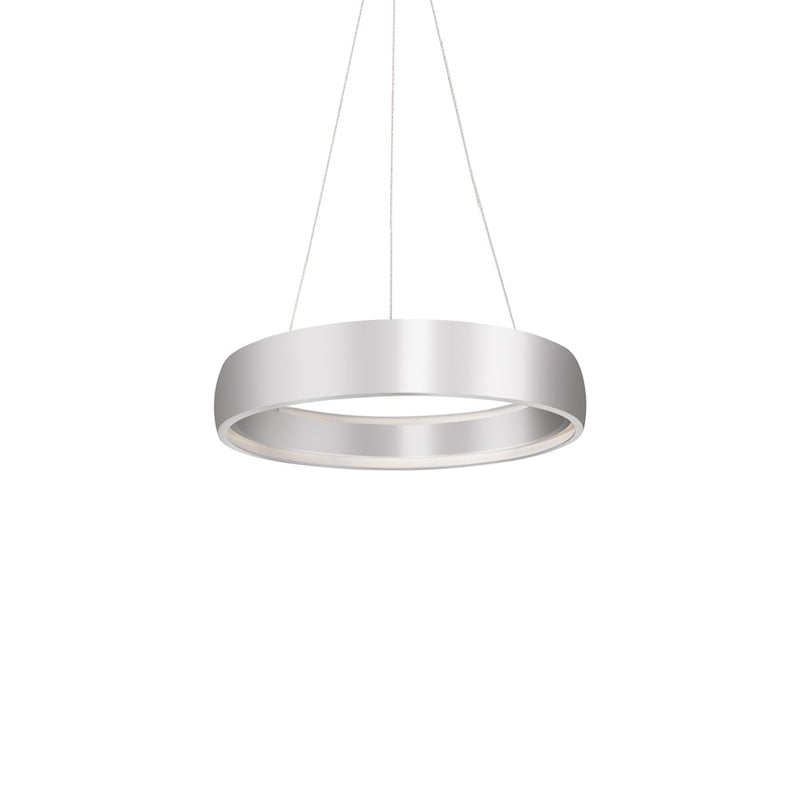 Kuzco Halo 24in LED Pendant | Modern Brushed Silver and White Acrylic Diffuser | Kitchen Island & Dining Room | 24 x 4 in | Model PD22723-BS