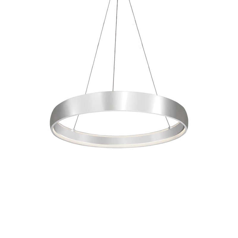 Kuzco Halo 35in LED Pendant | Modern Brushed Silver and White Acrylic Diffuser | Kitchen Island & Dining Room | 6880lm 3000K 90CRI | Model PD22735-BS