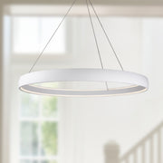 Kuzco Halo 53in LED Pendant | Modern White and White Acrylic Diffuser | Living Room & Dining Room | 10500lm 3000K 90CRI Dimmable | Model PD22753-WH