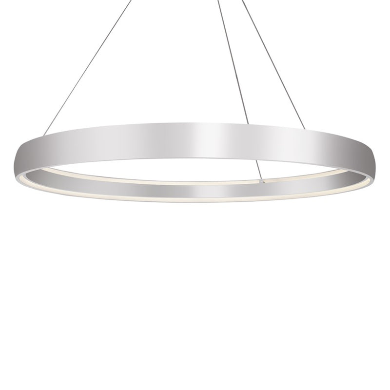 Kuzco Halo 72in 1-Light LED Pendant | Modern Brushed Silver and White Acrylic | Open Plan Living & Dining | 17600lm 3000K Dimmable | Model PD22772-BS