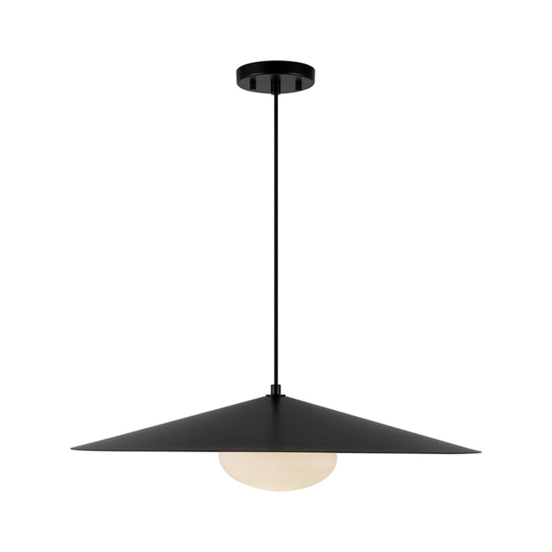 Kuzco Cruz 24in LED Pendant | Black and White Metal with Opal Glass Shade | Dining Room & Kitchen Island | 24 Dia x 6.62 in | Model PD22824-BK-WH