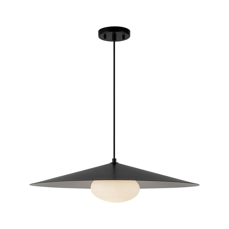 Kuzco Cruz 24in LED Pendant | Black and White Metal with Opal Glass Shade | Dining Room & Kitchen Island | 24 Dia x 6.62 in | Model PD22824-BK-WH