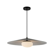 Kuzco Cruz 24in LED Pendant | Black and White Metal with Opal Glass Shade | Dining Room & Kitchen Island | 24 Dia x 6.62 in | Model PD22824-BK-WH