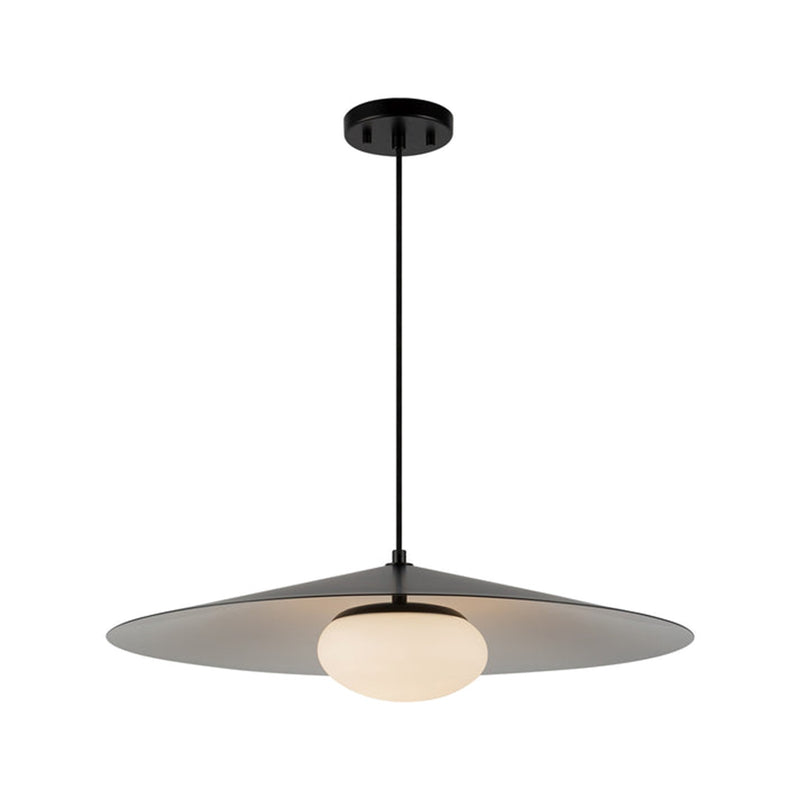 Kuzco Cruz 24in LED Pendant | Black and White Metal with Opal Glass Shade | Dining Room & Kitchen Island | 24 Dia x 6.62 in | Model PD22824-BK-WH