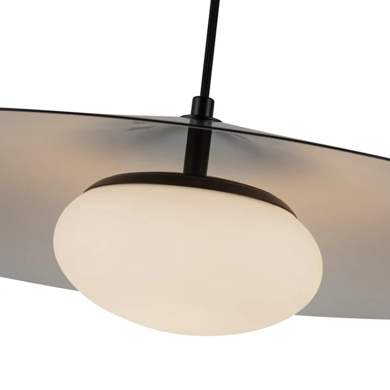 Kuzco Cruz 24in LED Pendant | Black and White Metal with Opal Glass Shade | Dining Room & Kitchen Island | 24 Dia x 6.62 in | Model PD22824-BK-WH