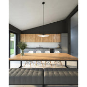 Kuzco Cruz 24in LED Pendant | Black and White Metal with Opal Glass Shade | Dining Room & Kitchen Island | 24 Dia x 6.62 in | Model PD22824-BK-WH