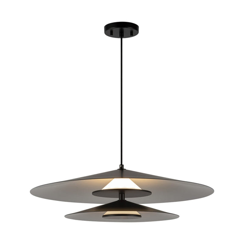 Kuzco Cruz 24in LED Pendant | Black/White Metal and Frosted Acrylic Diffuser | Dining Room & Kitchen Island | 2600lm 3000K | Model PD22907-BK-WH