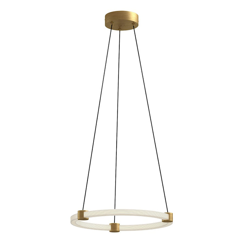 Kuzco Bruni 16in 1-Light LED Pendant | Modern Brushed Gold and Clear Acrylic | Kitchen Island & Dining Room | 16.5 x 1.38 in | Model PD24716-BG