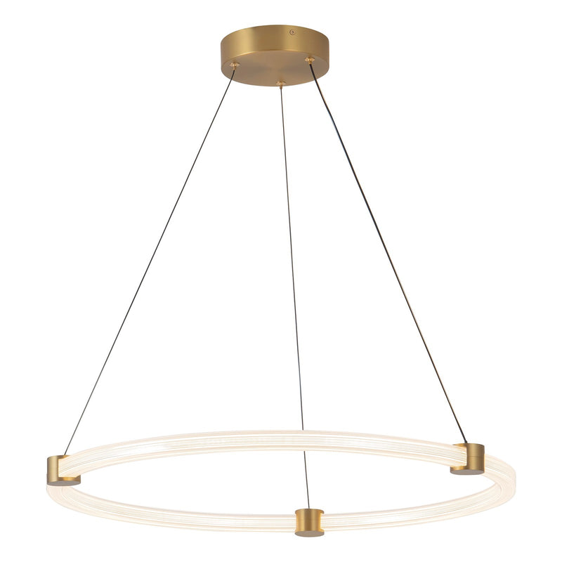 Kuzco Bruni 24in 33W LED Pendant | Modern Brushed Gold Aluminum and Clear Acrylic | Kitchen Island & Dining Room | Model PD24724-BG