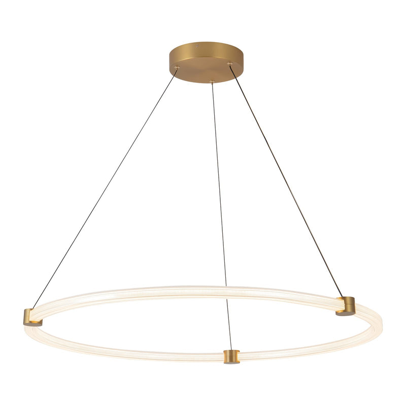 Kuzco Bruni 32in LED Pendant | Modern Brushed Gold Aluminum and Clear Acrylic | Dining Room & Kitchen Island | 2850lm 3000K | Model PD24732-BG