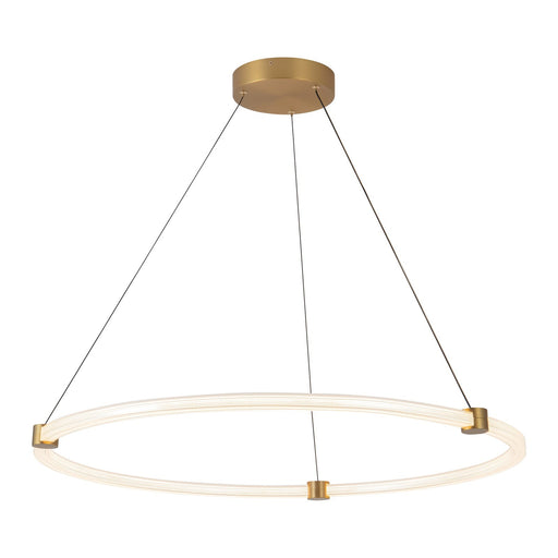 Kuzco Bruni 32in LED Pendant | Modern Brushed Gold Aluminum and Clear Acrylic | Dining Room & Kitchen Island | 2850lm 3000K | Model PD24732-BG
