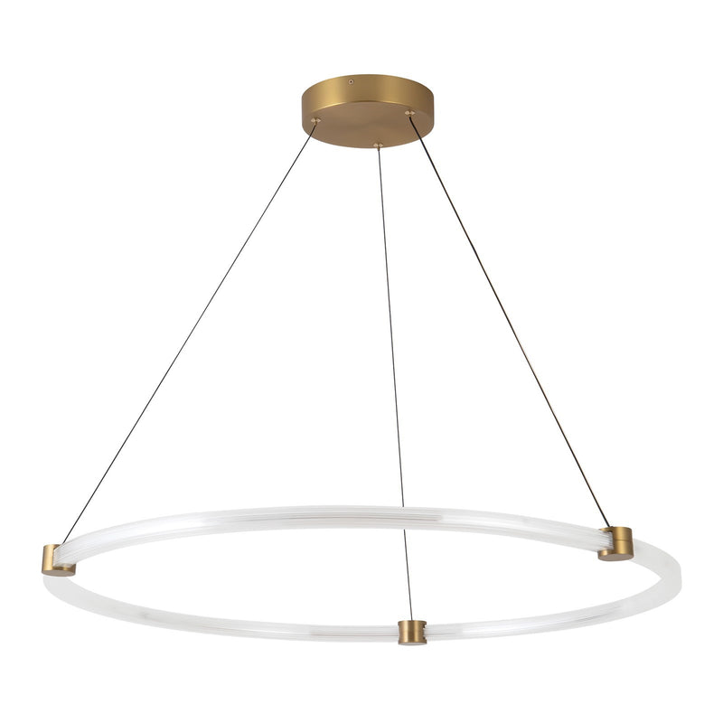 Kuzco Bruni 32in LED Pendant | Modern Brushed Gold Aluminum and Clear Acrylic | Dining Room & Kitchen Island | 2850lm 3000K | Model PD24732-BG