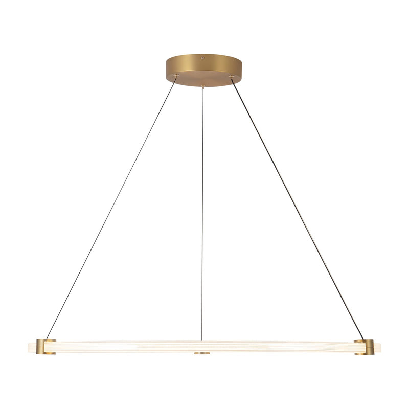 Kuzco Bruni 32in LED Pendant | Modern Brushed Gold Aluminum and Clear Acrylic | Dining Room & Kitchen Island | 2850lm 3000K | Model PD24732-BG