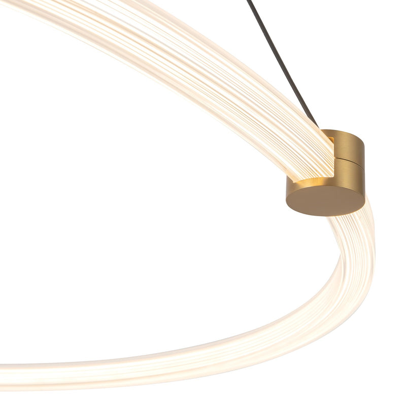 Kuzco Bruni 32in LED Pendant | Modern Brushed Gold Aluminum and Clear Acrylic | Dining Room & Kitchen Island | 2850lm 3000K | Model PD24732-BG