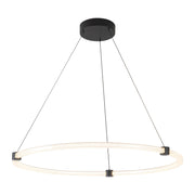 Kuzco Bruni 32in 1-Light LED Pendant | Modern Black Aluminum and Steel with Clear Acrylic/White Silicone Diffuser | Kitchen Island | Model PD24732-BK