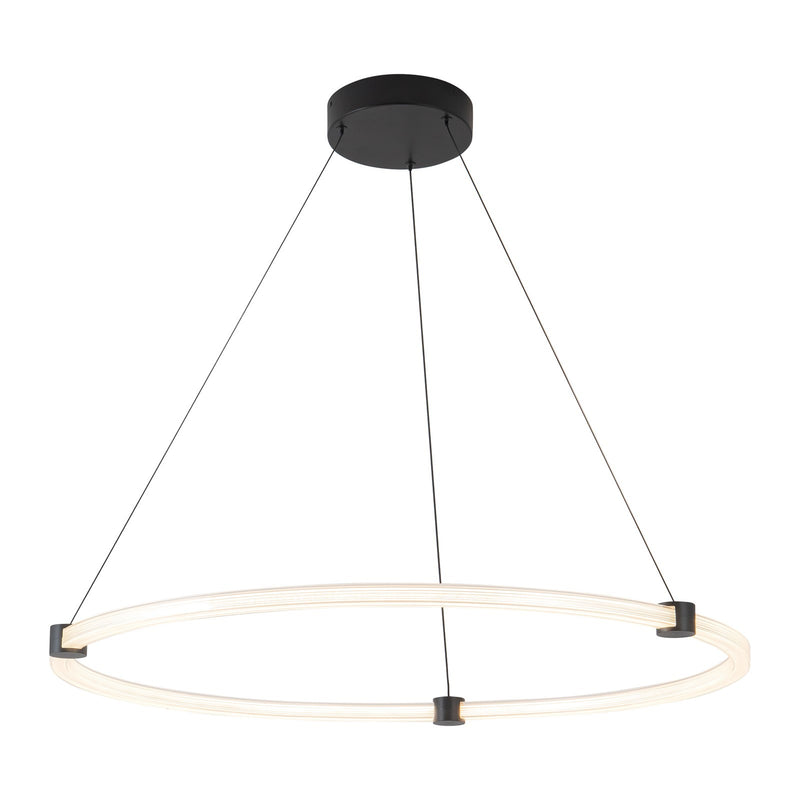 Kuzco Bruni 32in 1-Light LED Pendant | Modern Black Aluminum and Steel with Clear Acrylic/White Silicone Diffuser | Kitchen Island | Model PD24732-BK