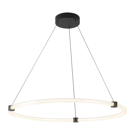 Kuzco Bruni 32in 1-Light LED Pendant | Modern Black Aluminum and Steel with Clear Acrylic/White Silicone Diffuser | Kitchen Island | Model PD24732-BK