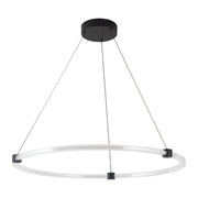 Kuzco Bruni 32in 1-Light LED Pendant | Modern Black Aluminum and Steel with Clear Acrylic/White Silicone Diffuser | Kitchen Island | Model PD24732-BK