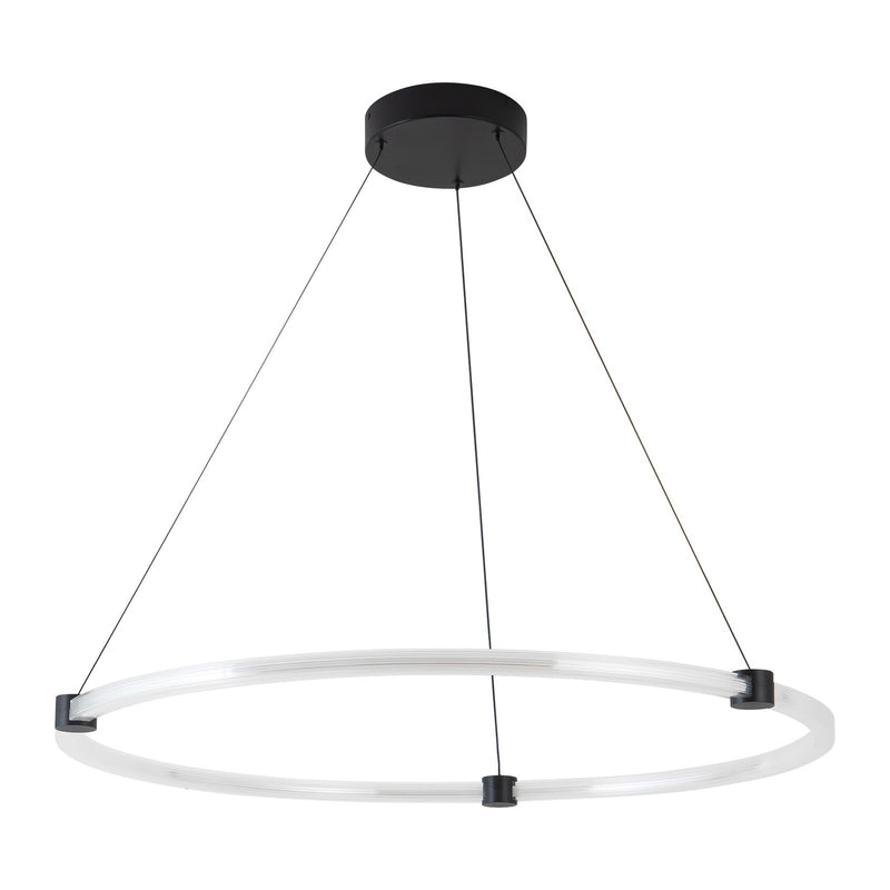 Kuzco Bruni 32in 1-Light LED Pendant | Modern Black Aluminum and Steel with Clear Acrylic/White Silicone Diffuser | Kitchen Island | Model PD24732-BK