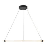 Kuzco Bruni 32in 1-Light LED Pendant | Modern Black Aluminum and Steel with Clear Acrylic/White Silicone Diffuser | Kitchen Island | Model PD24732-BK