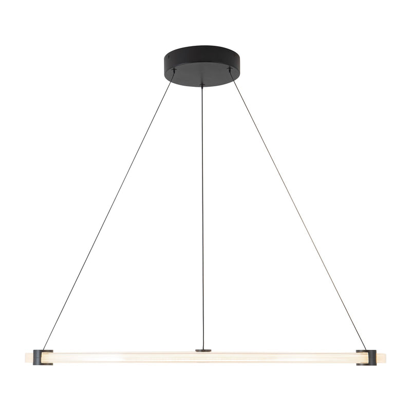 Kuzco Bruni 32in 1-Light LED Pendant | Modern Black Aluminum and Steel with Clear Acrylic/White Silicone Diffuser | Kitchen Island | Model PD24732-BK