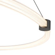 Kuzco Bruni 32in 1-Light LED Pendant | Modern Black Aluminum and Steel with Clear Acrylic/White Silicone Diffuser | Kitchen Island | Model PD24732-BK
