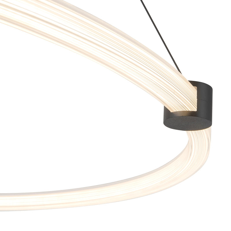 Kuzco Bruni 32in 1-Light LED Pendant | Modern Black Aluminum and Steel with Clear Acrylic/White Silicone Diffuser | Kitchen Island | Model PD24732-BK