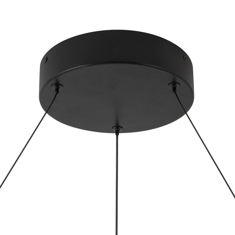 Kuzco Bruni 32in 1-Light LED Pendant | Modern Black Aluminum and Steel with Clear Acrylic/White Silicone Diffuser | Kitchen Island | Model PD24732-BK