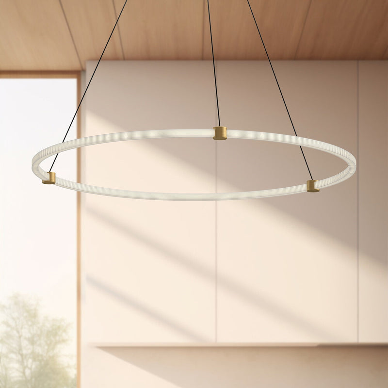 Kuzco Bruni 40in LED Pendant | Modern Brushed Gold Aluminum and Clear Acrylic | Dining Room & Kitchen Island | Model PD24748-BG