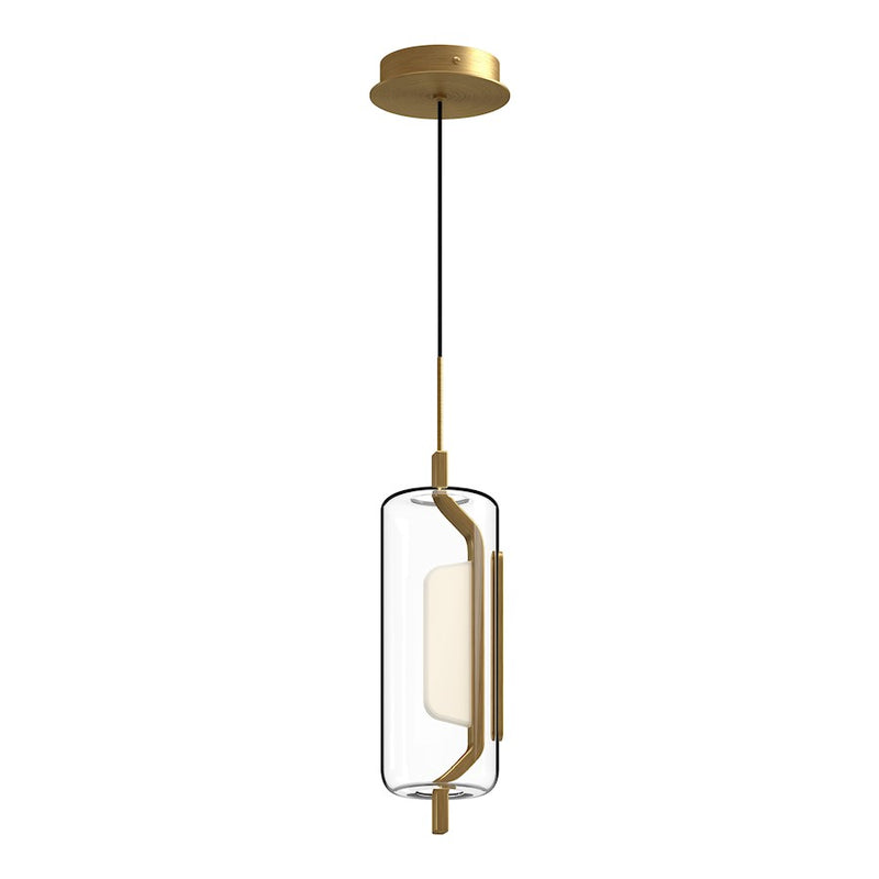 Kuzco Hilo 5in 1-Light LED Pendant | Brushed Gold Aluminum and Clear Glass with White Acrylic | Kitchen Island & Dining Room | Model PD28515-BG