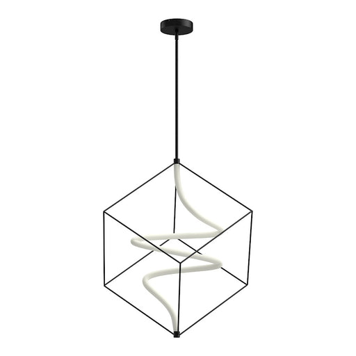 Kuzco Script 26in LED Pendant | Modern Black Aluminum and Frosted Acrylic Cube | Living Room & Dining Room | Model PD29226-BK