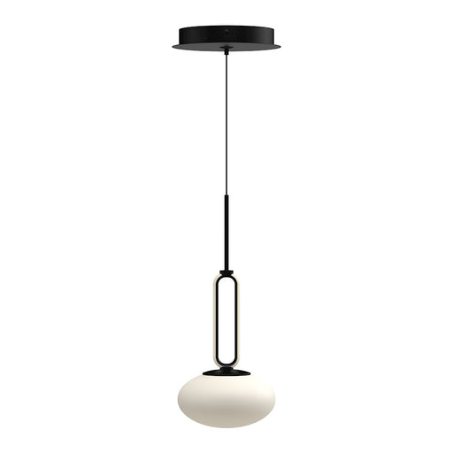 Kuzco Tavira 6in 1-Light LED Pendant | Black Aluminum and Opal Glass Shade | Kitchen Island & Dining Room | 14 x 6 in | Model PD29806-BK