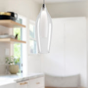 Kuzco Victoria 4in 1-Light LED Pendant | Chrome and Opal Clear Glass | Kitchen Island & Dining Room | 11 x 4 in | Model PD3004