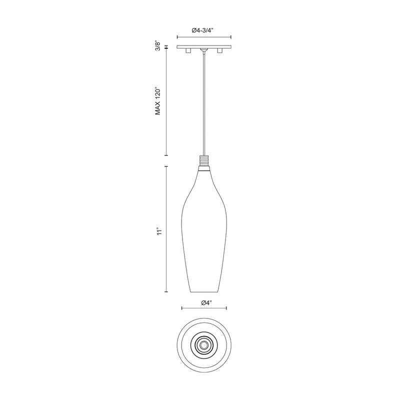 Kuzco Victoria 4in 1-Light LED Pendant | Chrome and Opal Clear Glass | Kitchen Island & Dining Room | 11 x 4 in | Model PD3004